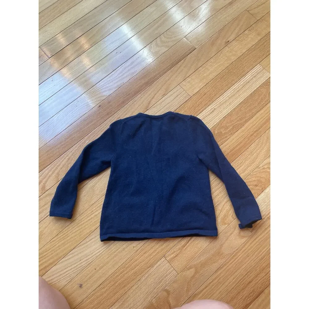 Ralph Lauren Girl's Bow-Trim Cashmere Cardigan 4T Navy‎